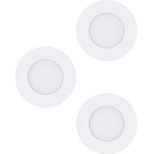 EGLO 3-delige set LED inbouwspots Fueva 1, Ø 8,5 cm, LED spots set van gegoten metaal en kunststof, 3 LED inbouwlampen in wit, inbouwspot LED plat, warmwit