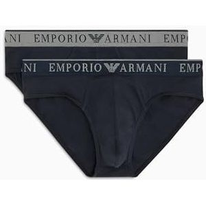 Emporio Armani Heren Stretch Katoen Endurance 2pack slip, zwart/zwart, XL, Zwart/Zwart, XL