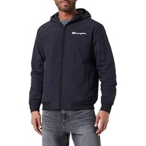 Champion Legacy Outdoor - Spring Summer Contrast Small Script Logo WR Taslon jas met capuchon, zwart, M heren SS24, Zwart, M