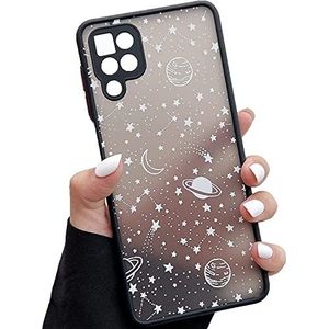 ZTOFERA Compatibel met Samsung Galaxy A12 / M12 hoesje, Planet Sky Star Patroon Beschermende Telefoonhoes Doorschijnend Mat Hard PC Achterkant Siliconen Bumper Shockproof Cover, White Sky Sky