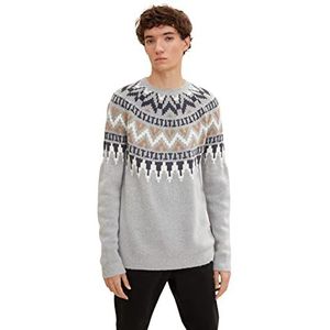 TOM TAILOR Denim Heren 1033758 trui, 30894-Grey Based Jacquard Pattern, L