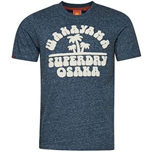 Superdry Lisa T-shirt voor heren, blauw (Mid Denim Blue Snowy), M