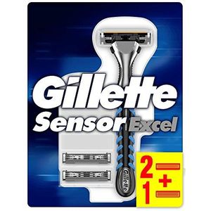 Gillette Sensor Extra Scheermes + 2 Scheermesjes Voor Mannen, Voor Een Nauwe En Comfortabele Scheerbeurt 3 Mesjes, Navulmesjes, Past In Brievenbus