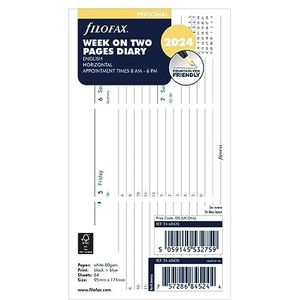 Filofax Persoonlijke horizontale week op twee pagina's met afspraken 2024 dagboek
