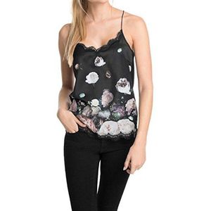 edc by ESPRIT Dames regular fit blouse met bloemenprint, meerkleurig (black 001), XS