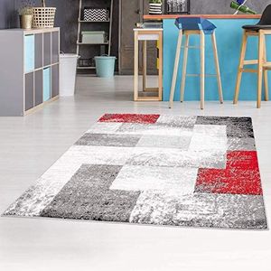 carpet city Vloerkleed, laagpolig Moda, gemêleerd, modern, geometrisch patroon in rood, grijs, voor woonkamer; afmetingen: 160x225 cm