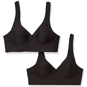 Hanes Women's SmoothTec ComfortFlex Fit Wirefree Bra MHG796, Black/Black, Large