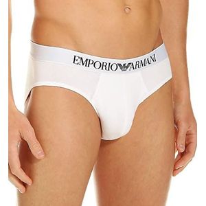 Emporio Armani Heren Katoen Stetch Brief, Kleur: wit, M