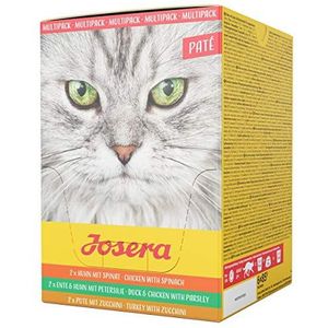 JOSERA Multipack Pat�é (6 x 85 g) | graanvrij kattenvoer | kip met spinazie, eend en kip met peterselie en kalkoen met courgettes | Super Premium natvoer voor volwassen katten | 6-pack