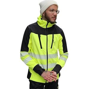 Capto Apparel Hoge Zichtbaarheid Werkjas voor Heren - Hoge Zichtbaarheid Jas - Hoge Zichtbaarheid Jas - Hi Viz Pullover Hoodie - Hoge Zichtbaarheid Jas - Softshell Jas - Winddicht - Geel/Zwart - L