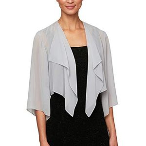 Alex Evenings womens Short Bolero Shrug Jacket Dress Shirt, Silver, X-Large US