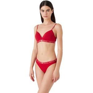 Emporio Armani Dames Dames Triangle Essential Studs Logo Padded BH, robijnrood, XL