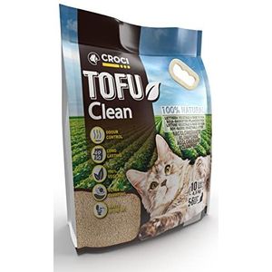 Croci Tofu Clean Litter Kattenbakvulling, klonterend, biologisch afbreekbaar, spoelt het toilet af, 100% plantaardig, langdurig, geurneutraal zand