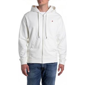 Replay Regular fit sweatjack hoodie met capuchon voor heren, 011, natuurlijk wit., L