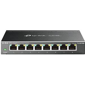 TP-Link TL-SG108E 8-poorts Gigabit Easy Smart Managed Network Switch (8 Gigabit RJ45-poorten, IGMP-snooping, centraal beheer, energiezuinig), Metallic Zwart