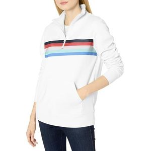 Amazon Essentials Dames lange mouwen lichtgewicht Franse Terry Fleece Quarter-Zip Top, Wit/Geplaatst Multi Stripe, S