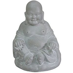 Homea 5DEJ1317BC decoratiefiguur Happy Buddha, magnesia, wit, 24 x 21 x 31 cm