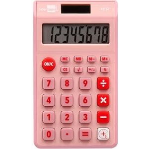 Liderpapel Calculator Xf12 8 digitale zonne-energie en batterijen, roze, 115 x 65 x 8 mm