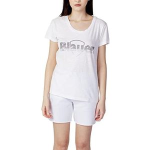Blauer T-shirt met korte mouwen, 100 optisch wit, M voor dames, 100 optisch wit, 38 NL