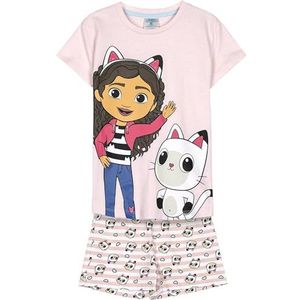 CERDÁ LIFE'S LITTLE MOMENTS Gabby's Dollhouse korte pyjamaset - roze en wit - maat 3 jaar - jongenspyjama - 100% katoen 145 g/m² - Gabby and Paws broek print - origineel product ontworpen in Spanje,