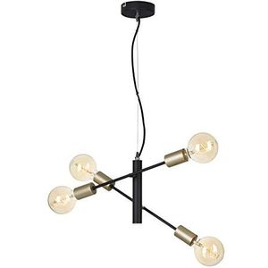 Briloner Leuchten Hanglamp, hanglamp met 4 spots in retro/vintage design, metaal, 60 W, zwart-pale-goud