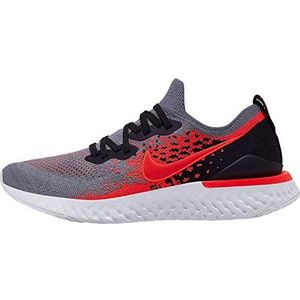 Nike Nike Epic React Flyknit 2, Heren Track & Field Schoenen, Multicolour Cool Grey Bright Crimson Zwart Wit 014, 11 UK (46 EU), Multicolour Cool Grey Bright Crimson Zwart Wit 014, 46 EU