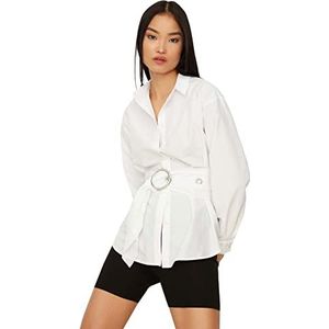Trendyol Dames Gedetailleerd met wit arched gesp shirt, 36
