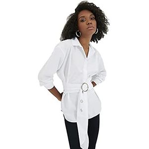 Trendyol Dames Gedetailleerd met wit arched gesp shirt, 36