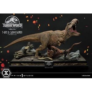 Prime 1 Studio Jurassic World: Fallen Kingdom beeldje 1/15 T-Rex & Carnotaurus 90 cm