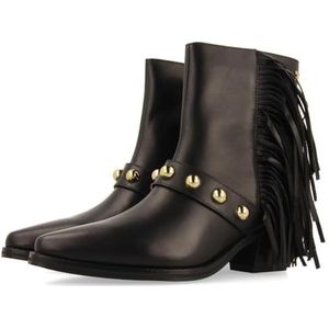 Gioseppo - Clarksville - Enkellaarsjes - Zwart - Leer - Franjes en Studs