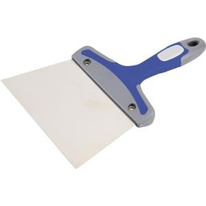 Werkspatel van roestvrij staal 160 mm met driehoekige handgreep, ideaal voor het aanbrengen en gladmaken van materialen op oppervlakken.