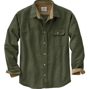 Legendary Whitetails Men's Big Buck Camp Flannel, Long Sleeve Plaid Button Down Casual Shirt, Corduroy Cuffs, Army, 4X-Large