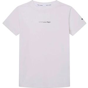 Pepe Jeans Davide Tee T-shirt voor jongens, wit (off white), 8 Jaar