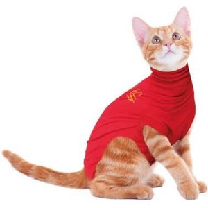 MPS Medisch huisdier shirt kat, chirurgie herstel pak, rood, XX-Small