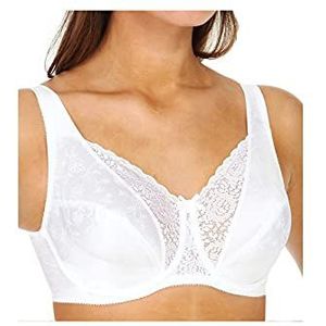 Playtex Women’s Secrets Beugelbeha voor volledige figuur, lift en ondersteunt, volledige dekking, ongevoerde cups., Wit, 80B