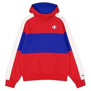 Champion Legacy Retro Sport (220317) - Soft Compact Poly Fleece Color Block Capuchontrui, Meerkleurig Miglion/Diepblauw (CRD/BAI/Wht), XS Heren FW24, Wormvlies/diepblauw (Crd/Bai/Wht), XS