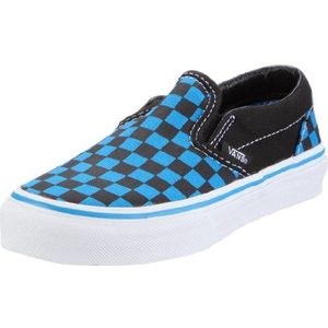 Vans Classic Slip-On VLYG5GT Sneakers voor kinderen, uniseks, Blue Checkerboard Brilliant Blue Black, 28 EU