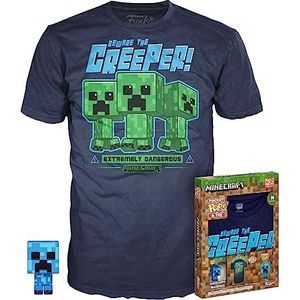 FUNKO Pop & Tee Minecraft Charged Creeper Funko + T-shirt, maat XL, Playsets, meerkleurig (889698604796)