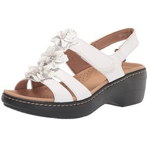 Clarks Merliah Sheryl sandaal met hak voor dames, Wit Synthetisch Leer Combi, 9 Wide