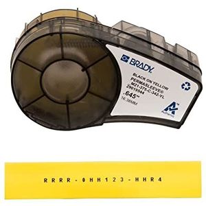 Brady PermaSleeve Thermoshrink Polyolefine Etikettenband voor M210 & M211 Printers – Elektrische Etikettering, Kabel- en Draadmarkering – Zwart op Geel (16,40 mm x 2,10 m) – M21-375-C-342-YL