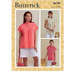 Butterick B6768A5 Misses' TOP, Wit, A5(6-8-10-12-14)