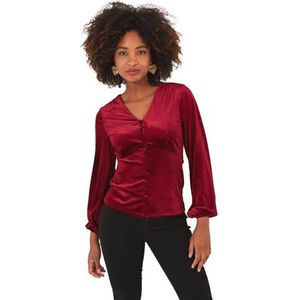 Joe Browns Fluwelen top met lange mouwen voor dames, rood, 10, Bessen, 36