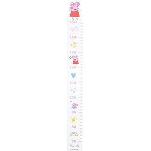 roba Peppa Pig Kindermeetlat - Schaal van 70 cm tot 150 cm voor Meisjes & Jongens - Kindermeetlat voor de Kinderkamer - Hout Wit/Roze