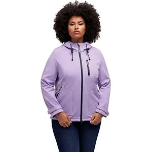 Ulla Popken Dames softshell jas, waterafstotend, fleecevoering, capuchon jas, marine, 46/48, marineblauw, 46-48