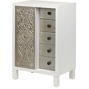 Adda Home Commode, dennen/MDF, zilver/wit, 50 x 30 x 75 cm