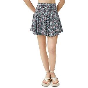 Koton Dames elastische taille viscose bloemen mini rok rok, Roze Design (2d8), 36