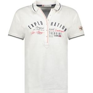 Geographical Norway kerria Lady Klassiek damespoloshirt, katoen, korte mouwen, casual, knoopsluiting, casual, top, regular klassiek, lente, zomer (wit, L), Wit, L