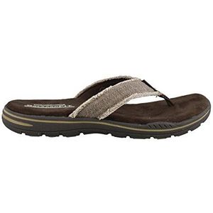 Skechers Evented Arven sandalen met open teen voor heren, Chocolade Canvas, 45 EU