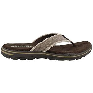 Skechers Evented Arven sandalen met open teen voor heren, Chocolade Canvas, 47.5 EU