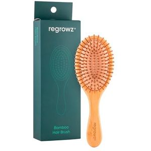 Regrowz Bamboe haarborstel - ontwart en elimineert knopen, houten borstel op dik en dun haar, anti-breuk met ronde natuurlijke haren voor alle haartypes